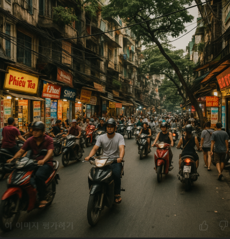 베트남 하노이의 dynamic한 길거리 모습