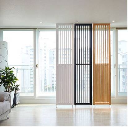 [까사라움] 무빙 스트라이프 원목 인테리어 가벽 파티션 3color, 전체색:화이트