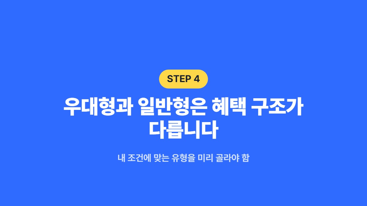 우대형과 일반형은 혜택 구조가 다릅니다 — 내 조건에 맞는 유형을 미리 골라야 함