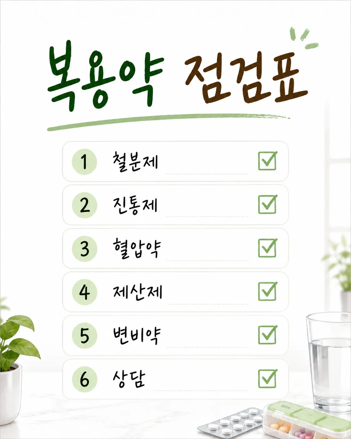 노인 변비 복용약 점검표