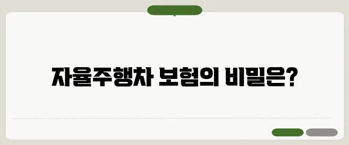 자율주행차 보험 모르면 손해보는 특약 총정리