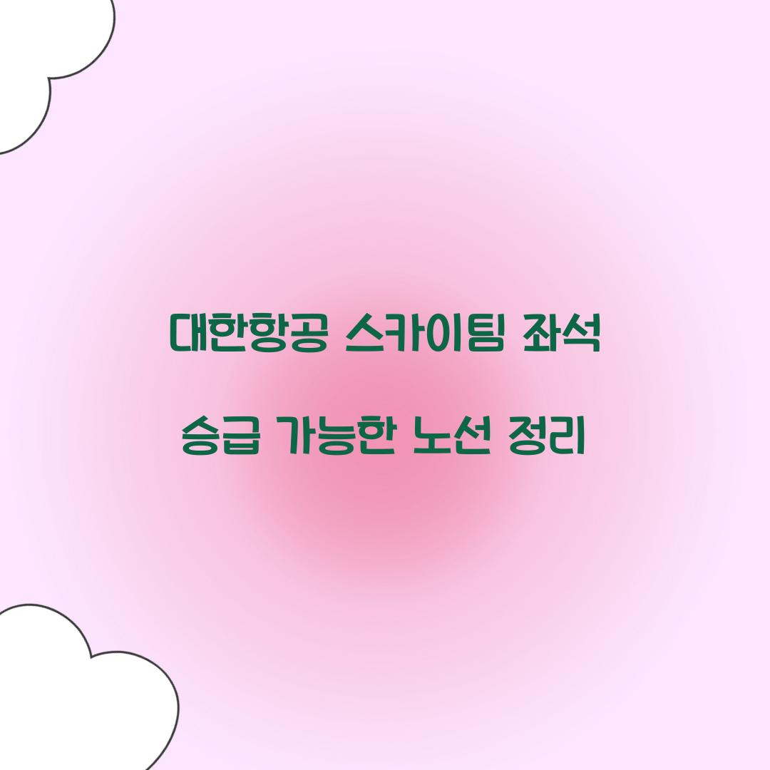 대한항공 스카이팀 좌석 승급 가능한 노선 정리  