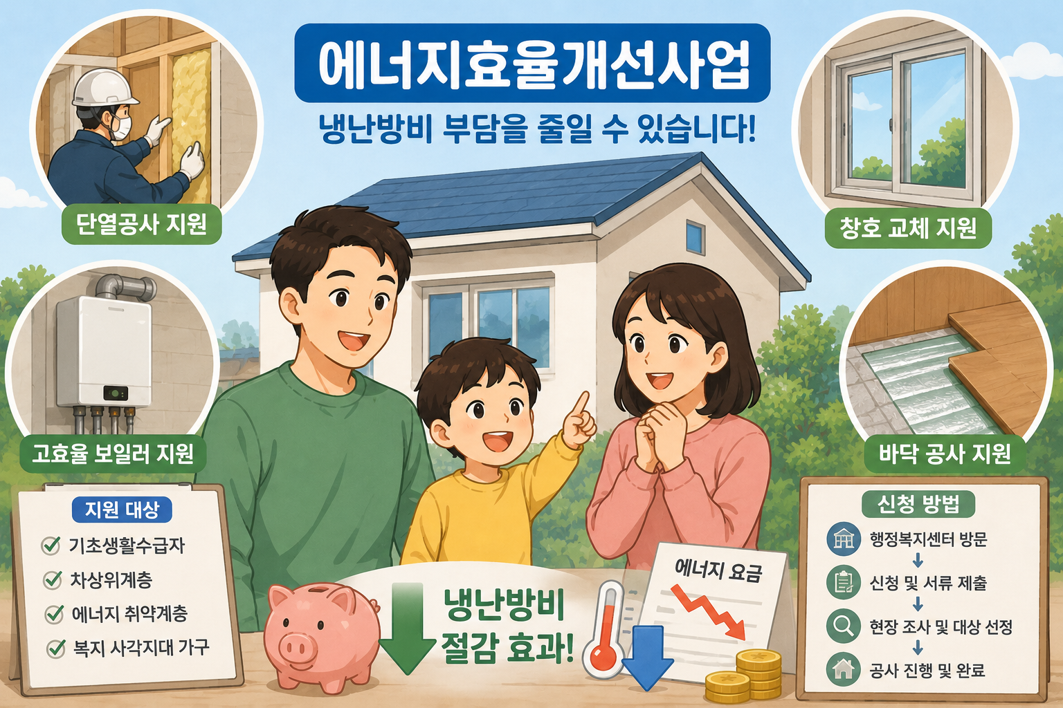 에너지효율개선사업 신청 방법, 냉난방비 부담을 줄일 수 있습니다