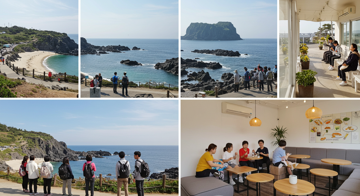 제주 남부에서 해안 트레킹, 해산물 식사, 카페 휴식을 즐기는 하루