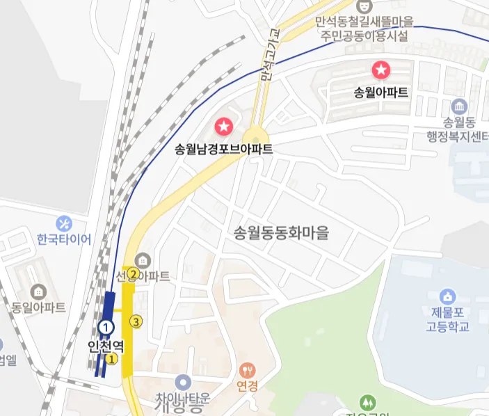 송월동 아파트 위치 사진