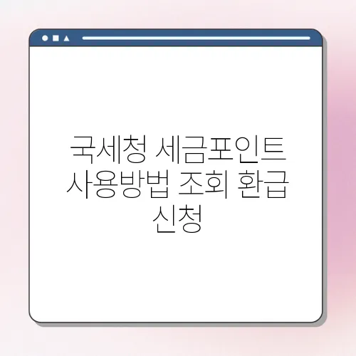 국세청 세금포인트 사용방법 조회 환급 신청