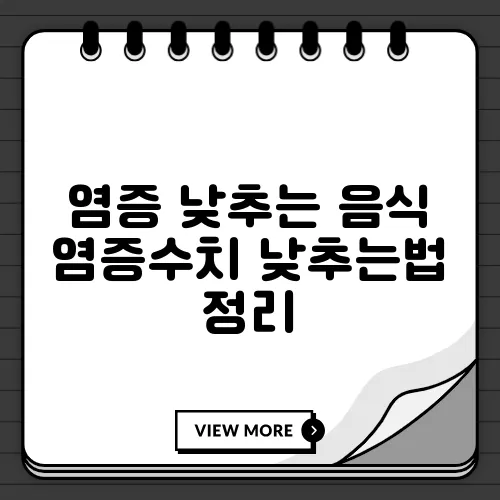 염증 낮추는 음식 염증수치 낮추는법 정리