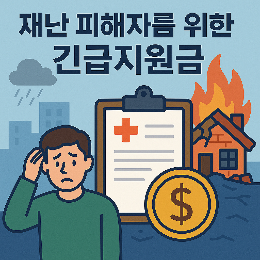 재난 피해자를 위한 긴급지원금 포스터 이미지
