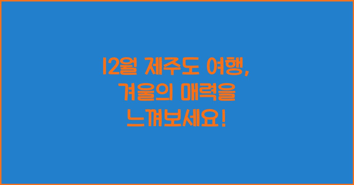 12월 제주도 여행