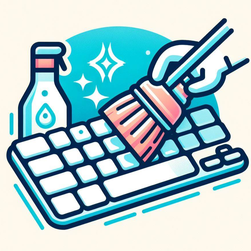 솔로 키보드 청소하는 아이콘 색 있는 버전