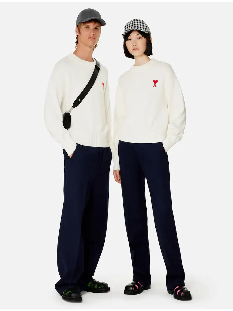 아미 크루넥 화이트 남녀모델컷