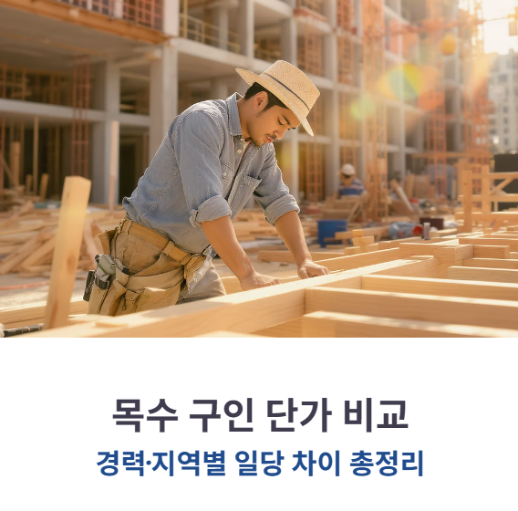 목수구인 단가비교 (경력별, 지역별, 일당 차이)