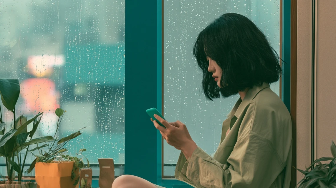 날씨 예보를 확인하며 모임 취소 여부를 논의하는 모습