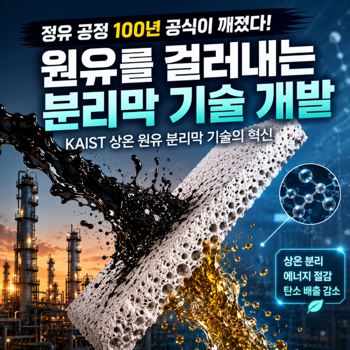 원유 분리막 기술, 정유 공정 100년 공식 흔든 KAIST 상온 정제 연구 쉽게 정리