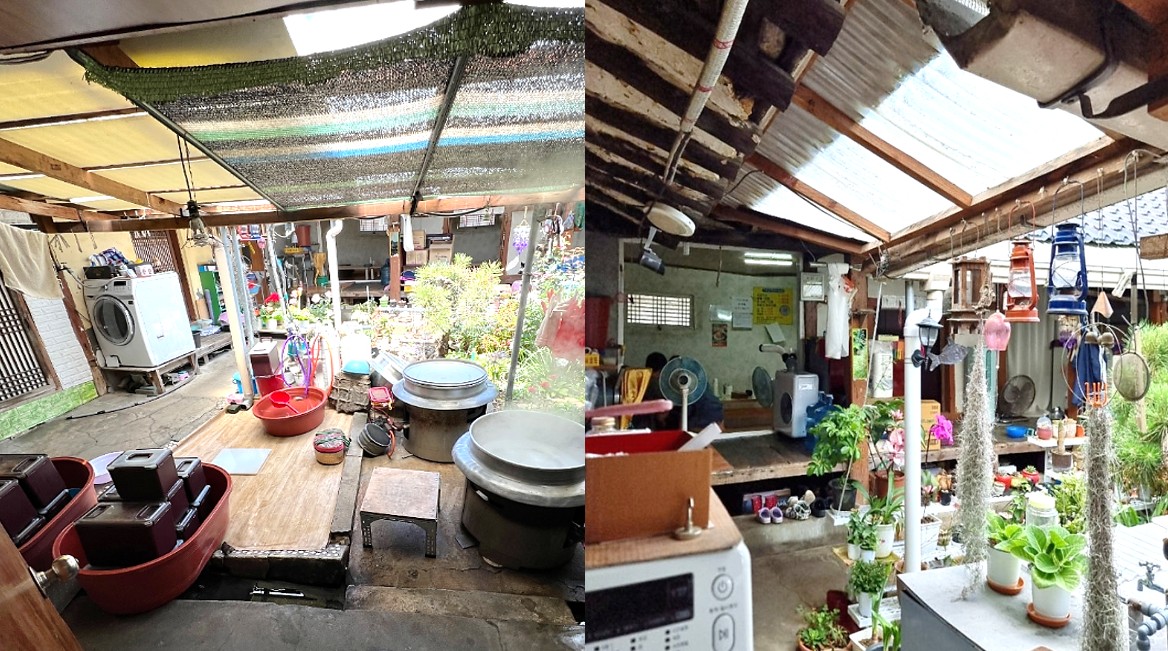 면을 삶는 가마솥과 옛날 시골집 풍경을 그대로 간직한 당진 에이스식당 마당