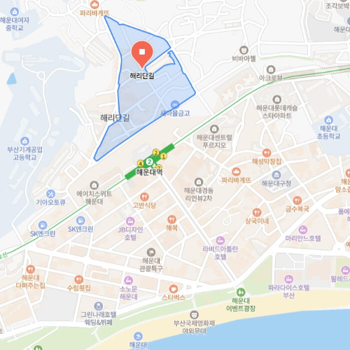 부산 해운대 해리단길 지도