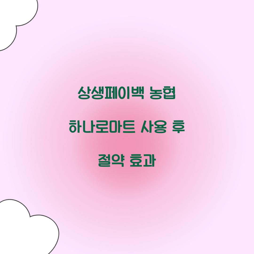 상생페이백 농협 하나로마트 사용 후 절약 효과