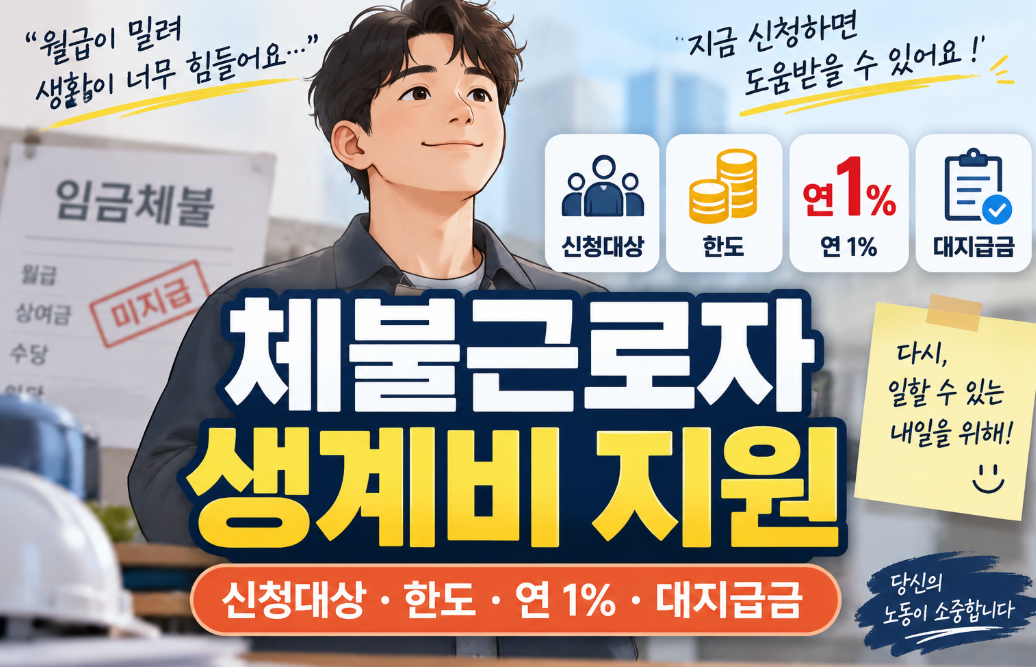 체불근로자 생계비 지원|신청대상·한도·연 1%·대지급금