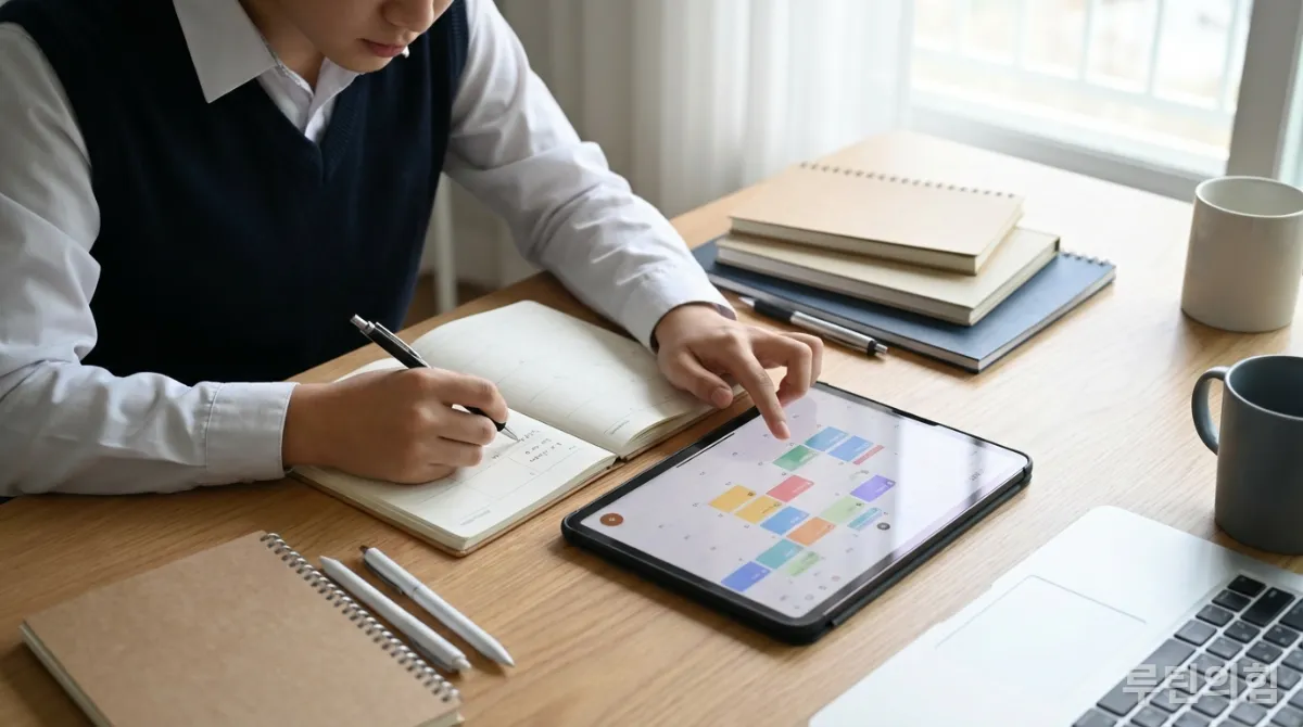 디지털 플래너와 아날로그 플래너를 동시에 활용하는 한국 학생