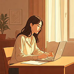 노트북으로 국가장학금을 신청하는 대학생