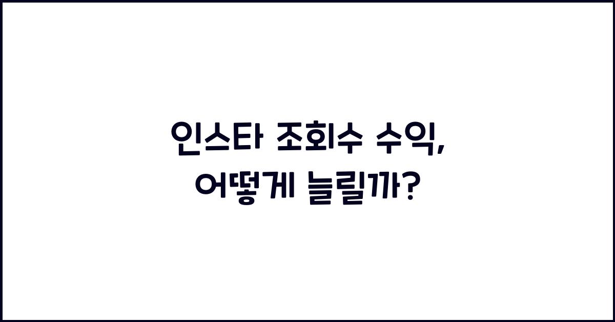 인스타 조회수 수익
