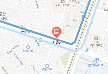 자양동에서 인천공항 리무진 공항버스(6013번) 지도 위치