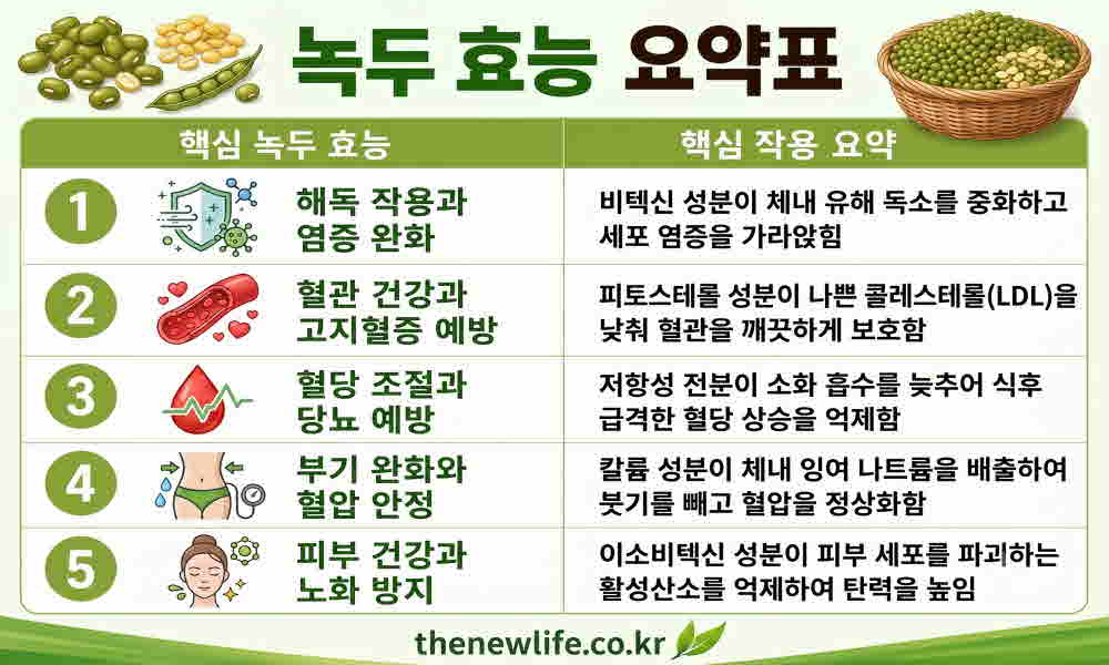 녹두 효능 요약표