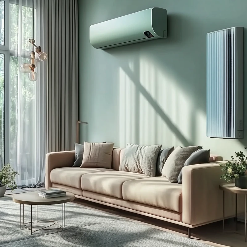 삼성 스마트 에어컨의 혁신적인 기능과 우수성이 잘 드러나는 현대적인 공간을 배경으로 합니다. 자연스러운 평온함과 혁신이 조화를 이루며 은은한 파스텔 톤이 공간에 세련미를 더합니다.