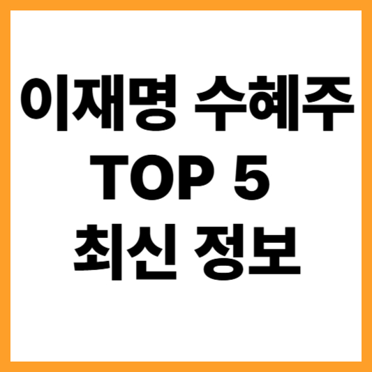 2025년 이재명 수혜주 TOP 5 - 최신 정보로 엄선!