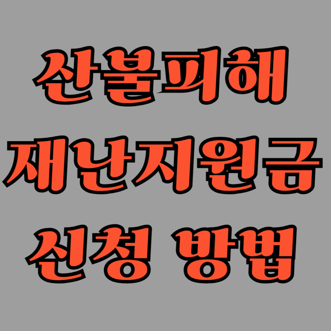 산불 피해 재난 지원금 신청 방법