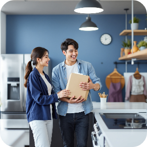 혼수가전 준비하는 예비 부부 이미지