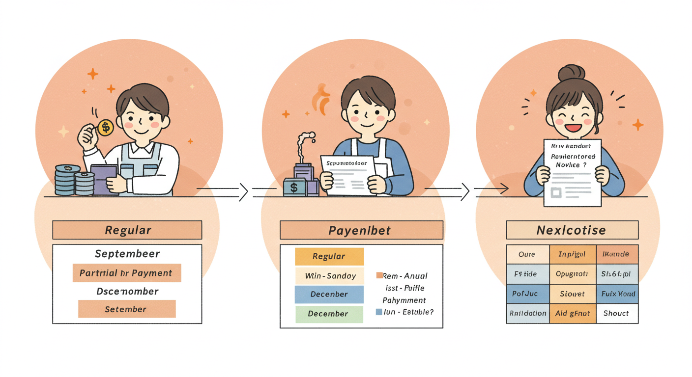 정기&middot;반기&middot;기한 후 신청별 지급 시기 흐름도