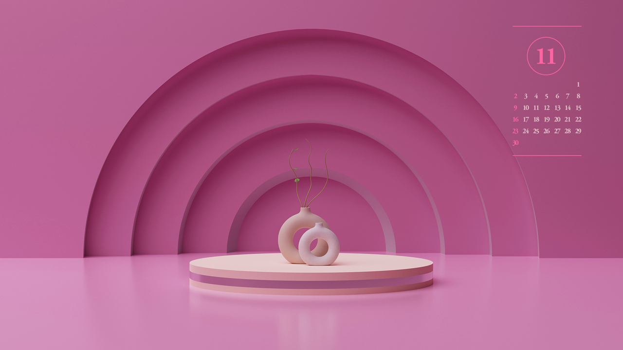 08 자주색 그래픽 A - 2025년11월 노트북배경화면