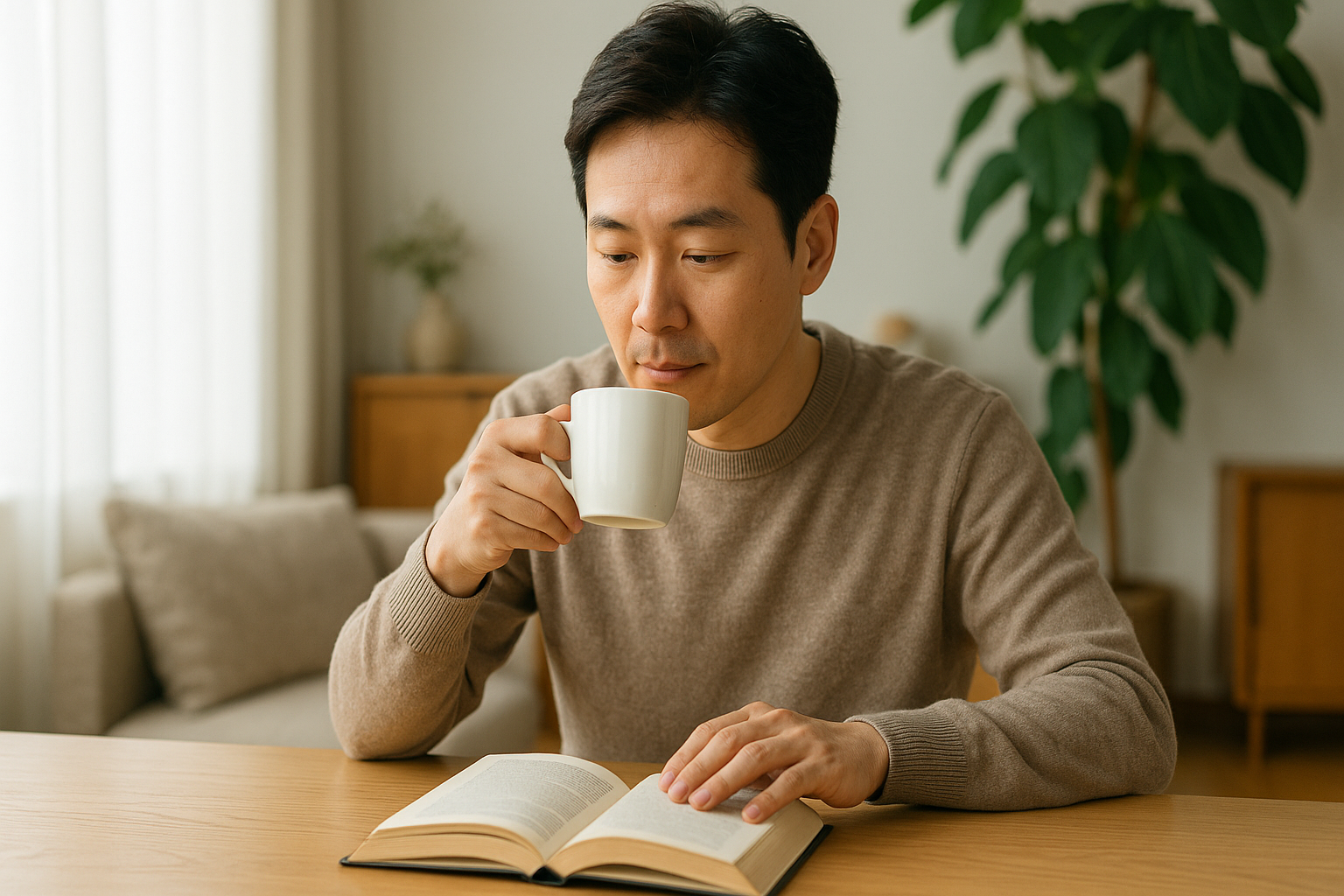 주말에 독서중인 직장인