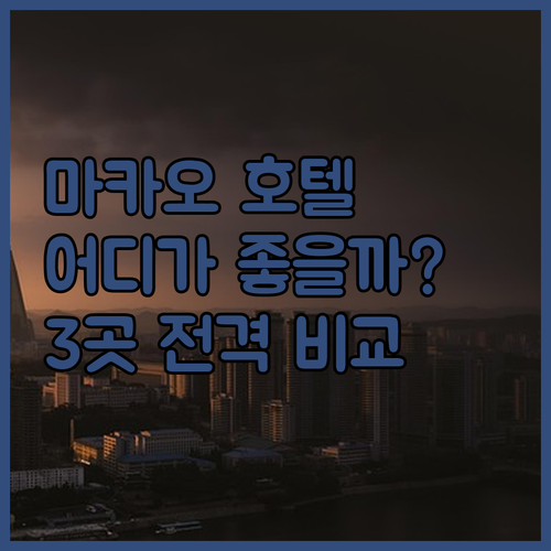 마카오 인기 호텔 완벽 분석 더 마카..