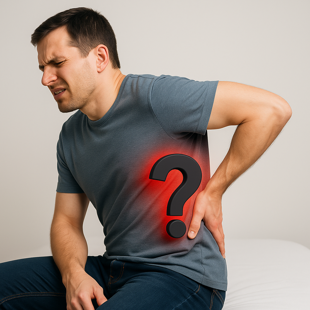 남성이 허리에 통증을 호소하는 이미지