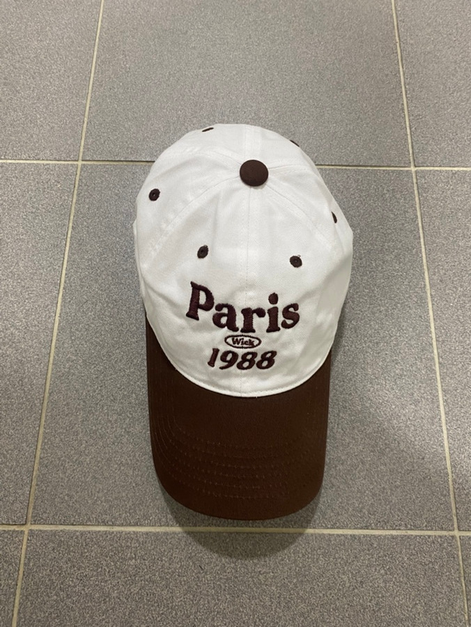 윅 WICK Paris 1988 투톤 워싱 빈티지 볼캡 모자 야구모자 브라운