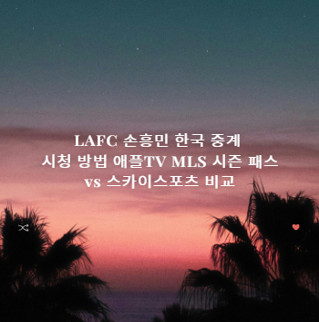 LAFC 손흥민 한국 중계 시청 방법 애플TV MLS 시즌 패스 vs 스카이스포츠 비교