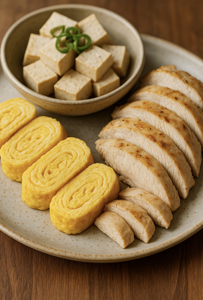 탈모에 좋은 단백질 식품(계란, 닭가슴살, 두부)관련 이미지