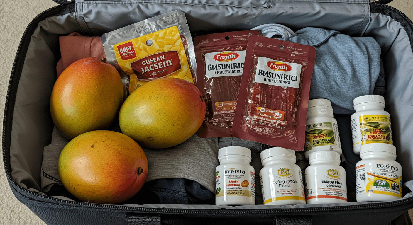 세관 반입 금지 품목이 들어 있는 여행 가방 사진