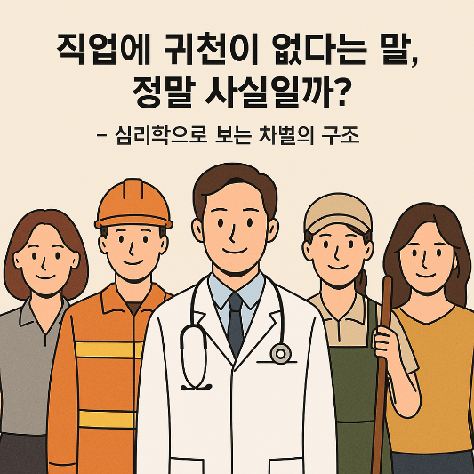 직업차별, 직업귀천, 직업심리학, 자아정체성, 사회적낙인, 비교심리, 
인간존엄, 직업편견, 사회심리학, 심리기반칼럼