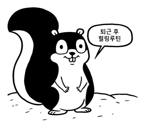 직장인들에게 퇴근 후 힐링 루틴을 알려주는 다람쥐