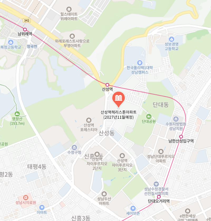 산성역 헤리스톤 입지, 네이버 지도