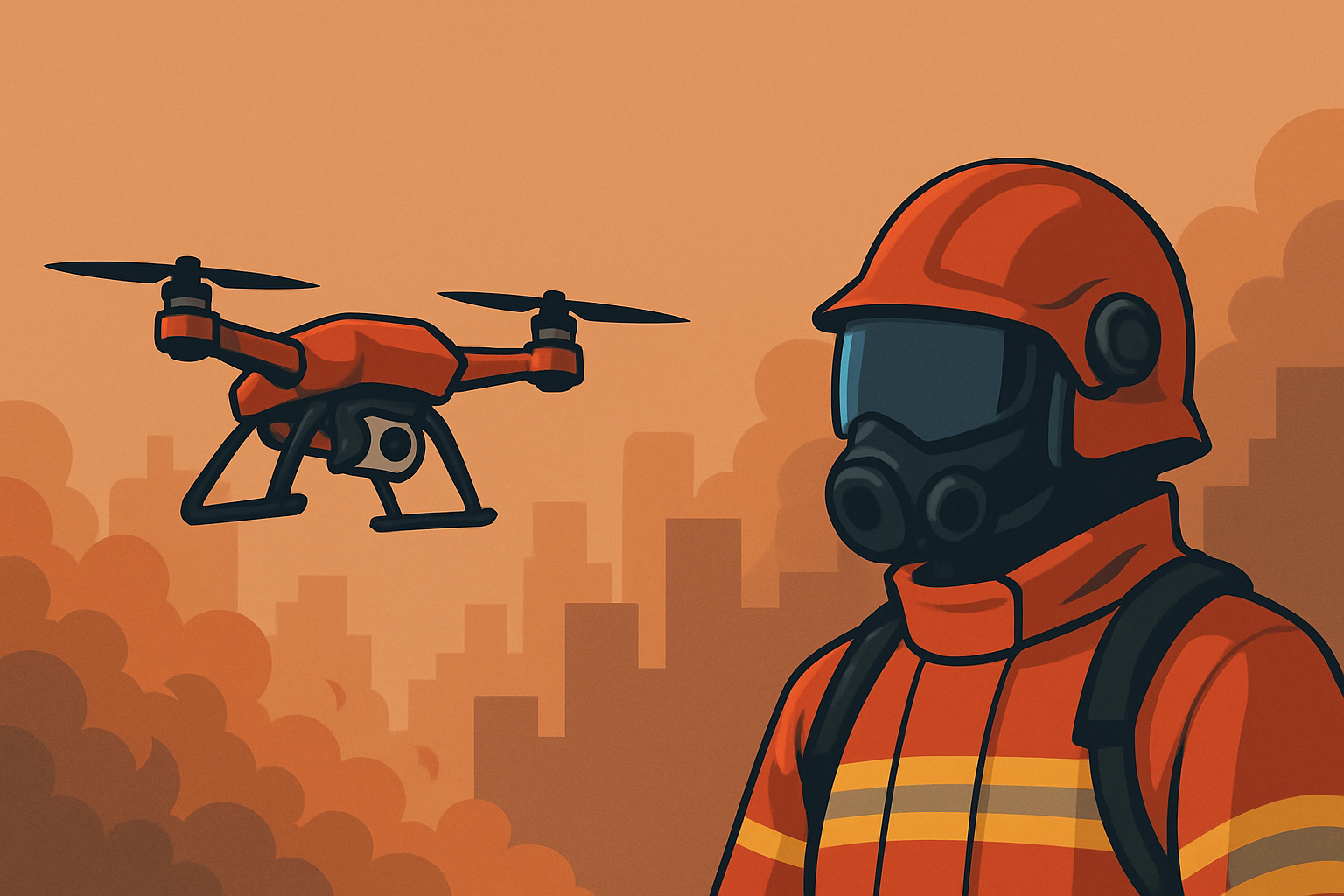 소방-드론과-스마트-헬멧을-착용한-소방관이-도시-화재-현장에서-임무를-수행하는-미래형-장비-활용-장면