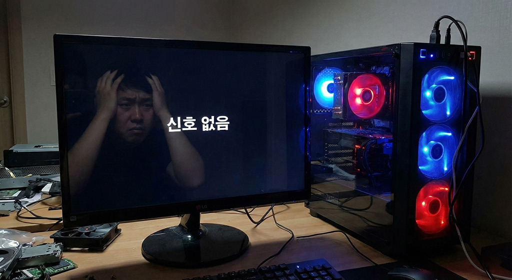 컴퓨터 본체 전원은 켜지는데 모니터 화면 신호 없음 오류 해결 썸네일