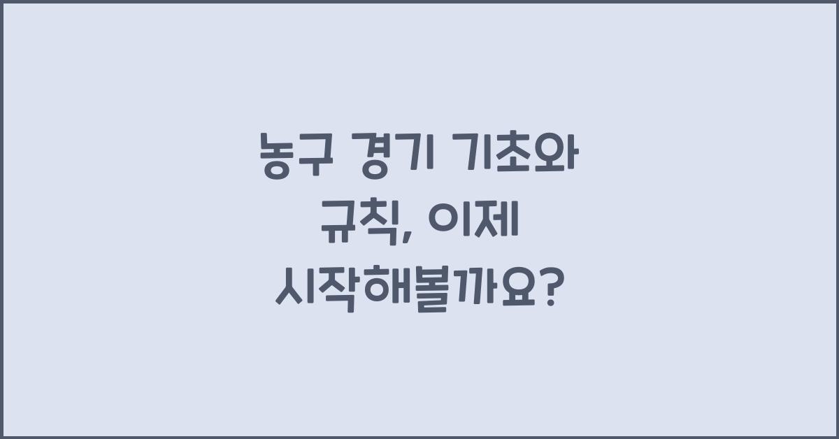 농구 경기 기초와 규칙
