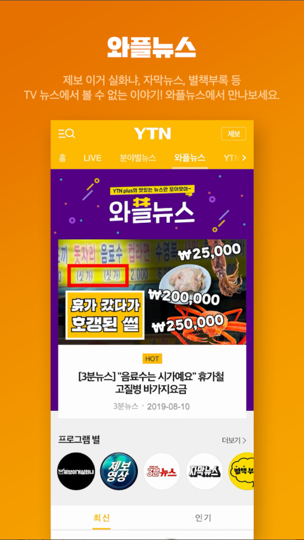 와플뉴스
제보 이거 실화냐, 자막뉴스, 별책부록 등
TV 뉴스에서 볼 수 없는 이야기! 와플뉴스에서 만나보세요.