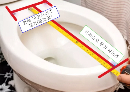 변기 사이즈 재는 방법(세로 방향)