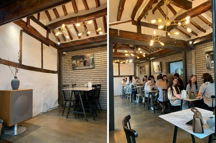 넓은 내부를 가지고있는 테이블자리