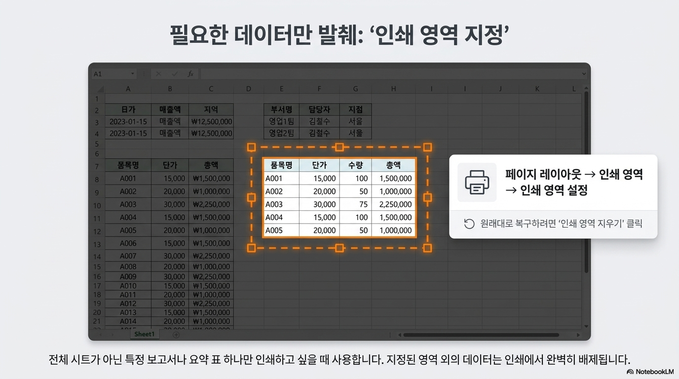 엑셀 인쇄 한 페이지 맞추기 페이지 레이아웃 설정
